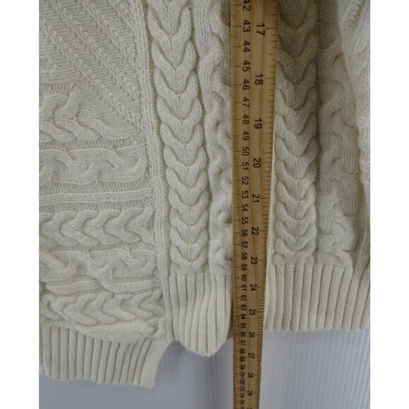 LL Bean Sweater Large Merino Wool Turtleneck Pullover Cable Knit - Picture 4 of 10